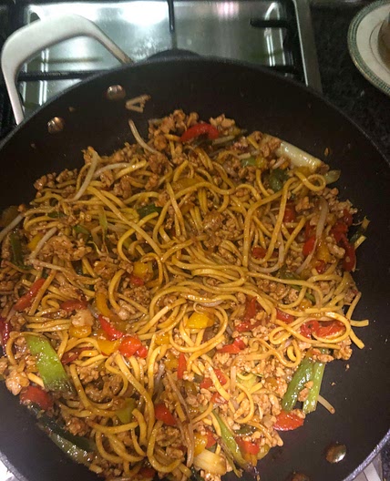Korean Minced Chicken and Noodle Stir-fry