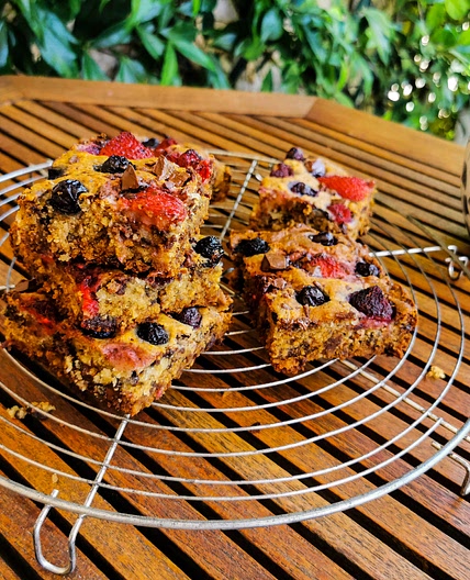 Blondie chocolat fruits rouges