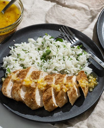 Citrus Glazed Chicken with Cilantro Rice