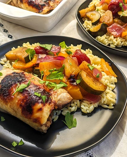 Balsamic Honey Chicken with Roasted Vegetables