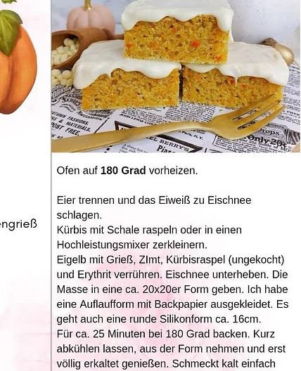 Grieß Kürbis Schnitten