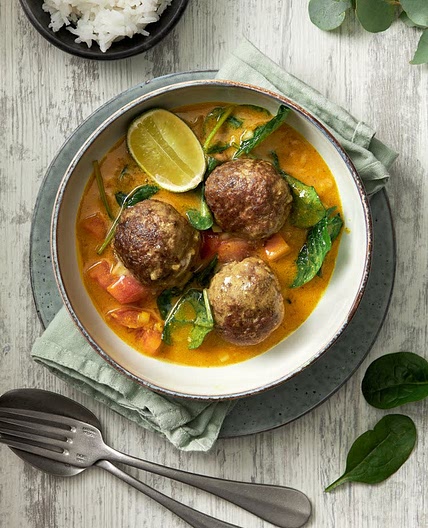 Bengali meatballs med spenat och kokosmjölk