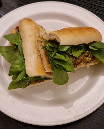 Falafel and hummus baguette