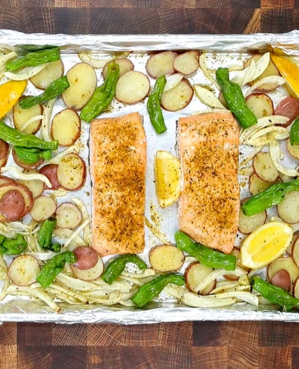 Citrusy Salmon & Shishitos Sheet Pan