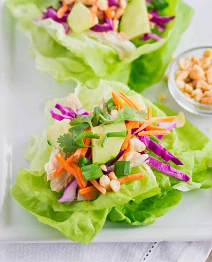 Rotisserie Chicken Lettuce Wraps with Peanut Sauce
