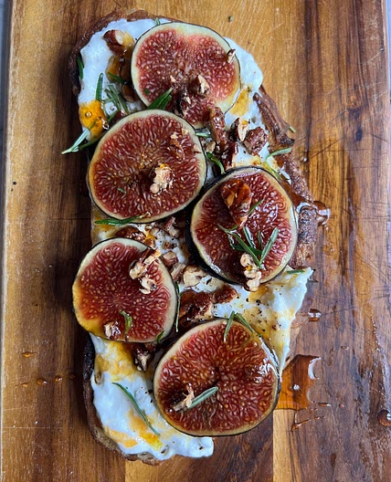 Fig + Burrata Toast with Candied Pecans
