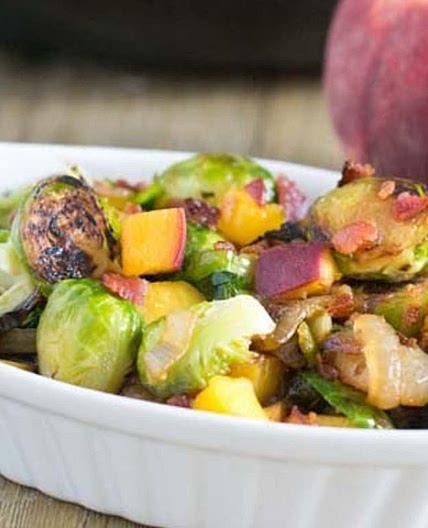 Brussels Sprouts with Peaches and Bacon