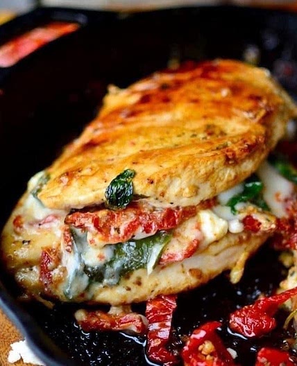 Sun-dried Tomato, Spinach, and Cheese Stuffed Chicken Breast