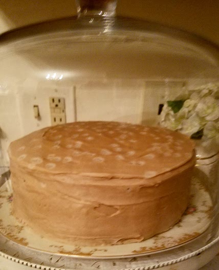 1-2-3-4 cake with caramel icing
