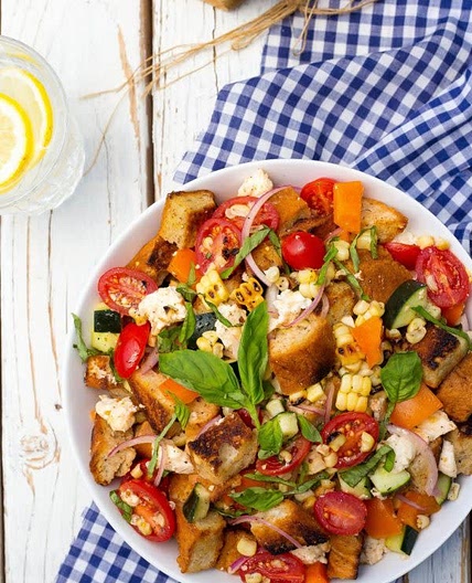 Summer Panzanella Salad with Grilled Corn
