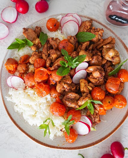 Sumac Chicken with Pan Fried Butter Tomatoes