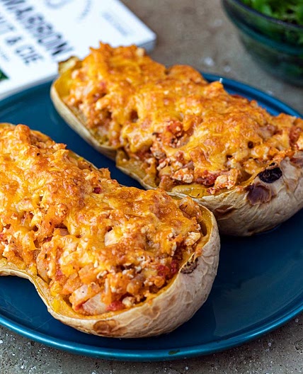 Butternut farcie au poulet et cheddar - Amandine Cooking