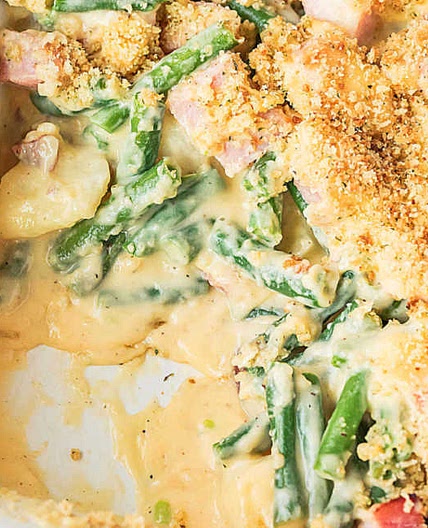 Cheesy Potato, Ham & Green Bean Casserole