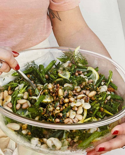 Four-Bean Salad with Green Romesco