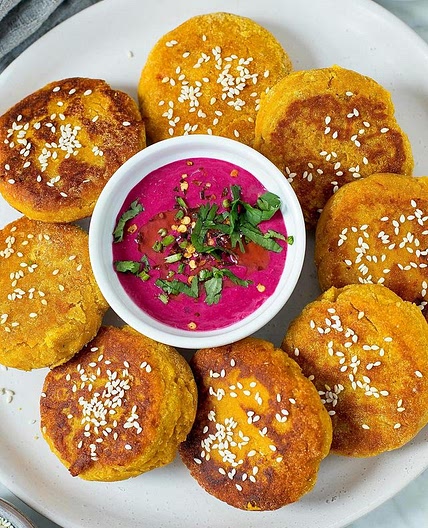PUMPKIN CHICKPEA SESAME FRITTERS