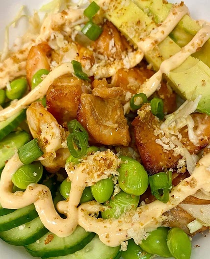 Spicy Salmon Poke Bowls