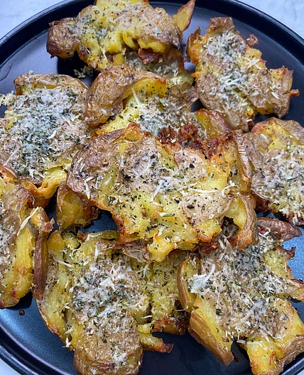 SMASHED PARMESAN HERB POTATOES