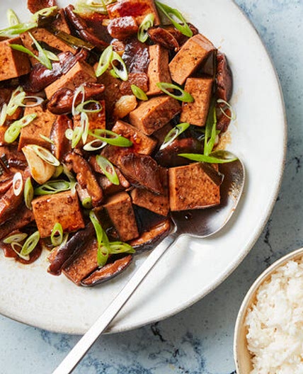 Tofu and Mushroom Jorim (Soy-Braised Tofu)