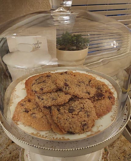Thin and crispy oatmeal chocolate cookies