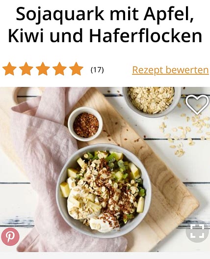 Sojaquark, Apfel, Kiwi, Haferflocken