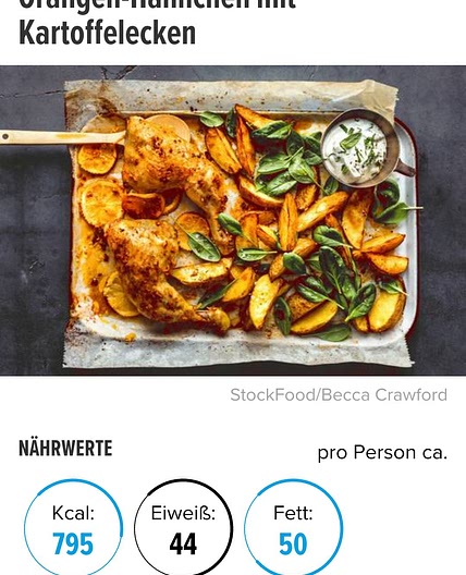 Orangen - Hähnchen mit Kartoffelecken
