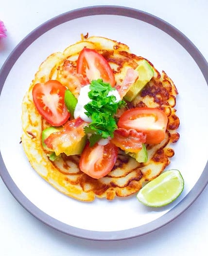 Corn pancetta pancake