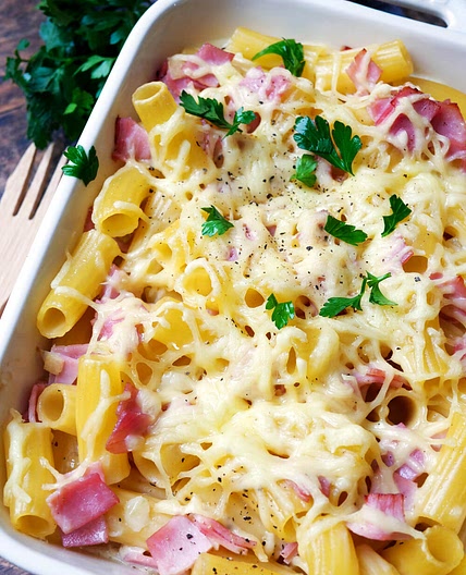 Nudel-Schinken-Gratin
