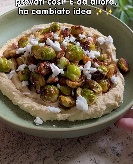 Brussel sprout with feta and hummus