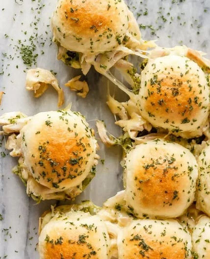 Pesto Chicken Pull Apart Sliders