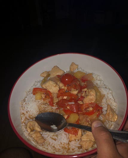 SWEET AND SOUR CHICKEN WITH RICE