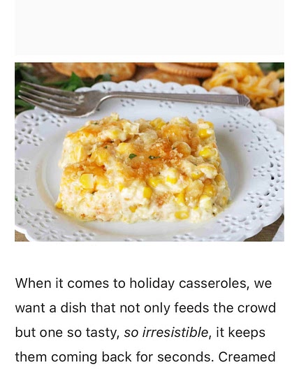 Cream Corn Casserole with Cream Cheese