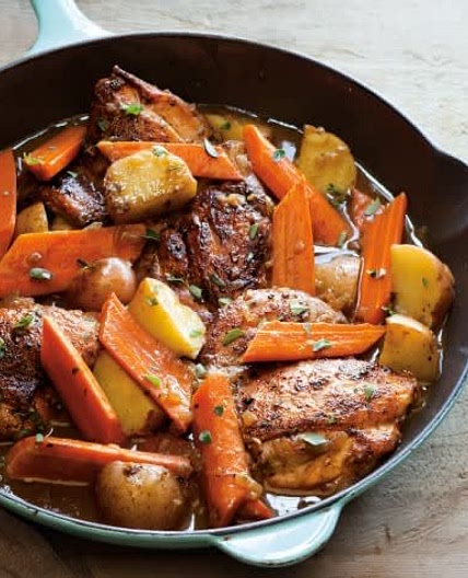  Braised Chicken Thighs with Carrots, Potatoes and Thyme