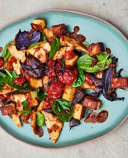 Paneer, spinach and tomato salad recipe