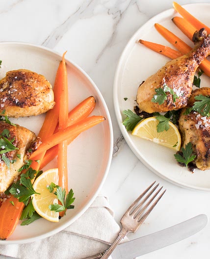 Garlic Confit Chicken with Braised Carrots