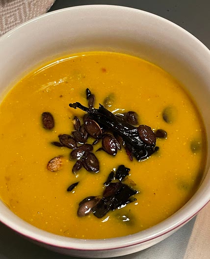 Black Trumpets and Squash Soup