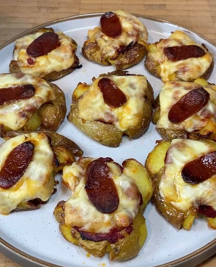 Crushed Potato Pizza Bites