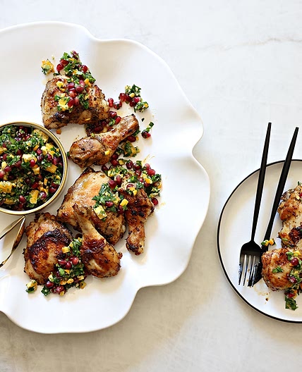 Herb and Garlic Roasted Chicken with Orange Pomegranate Gremolata