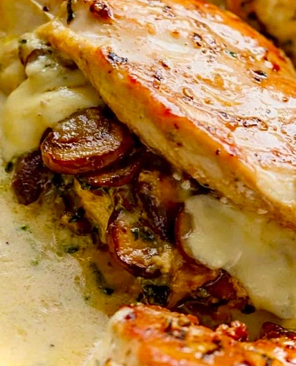 Stuffed Chicken Breast with Swiss-chard, Cheese & Mushroom