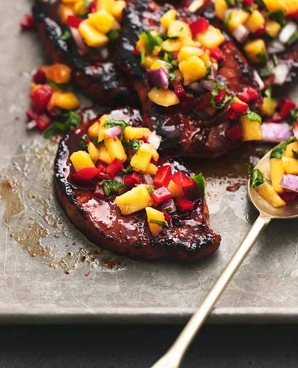 Glazed Pork Chops with Peach Salsa