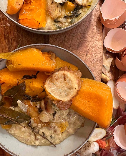 Abobora Manteiga com polenta de trigo sarraceno e limão em tempera