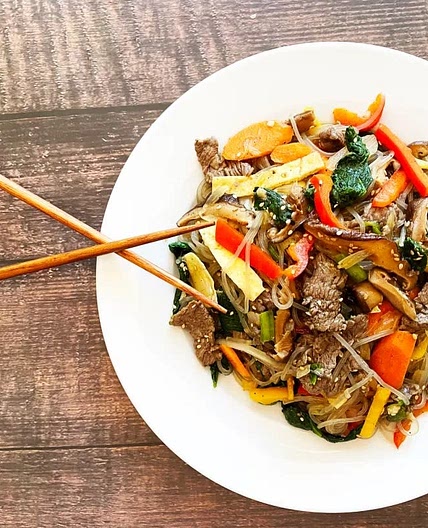 Japchae - Korean glass noodles 