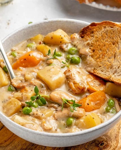 Slow cooker white wine chicken stew