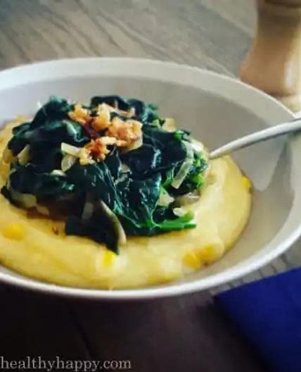 POLENTA AUX CHAMPIGNONS ET ÉPINARDS