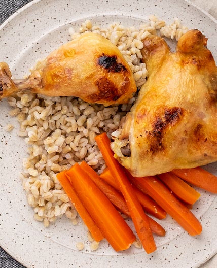 Garlic Confit Chicken with Braised Carrots