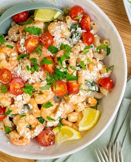 Shrimp and Spinach over Whole-Wheat Pasta