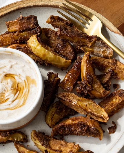 Healthy Cinnamon Sugar Air Fried Apple Fries (vegan, paleo, gluten free)