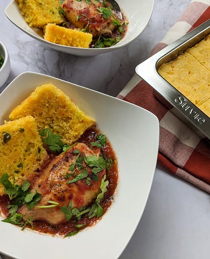 Salsa Chicken and Cheesy Jalapeno Cornbread