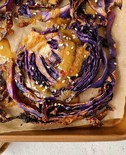 Roasted Cabbage with Maple Tahini