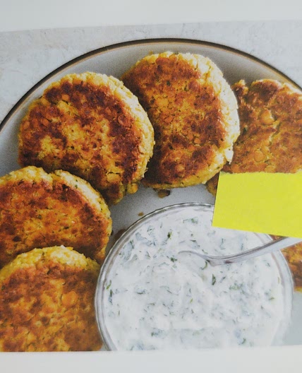 p286 Chickpea Cakes with Cucumber-Yogurt Sauce