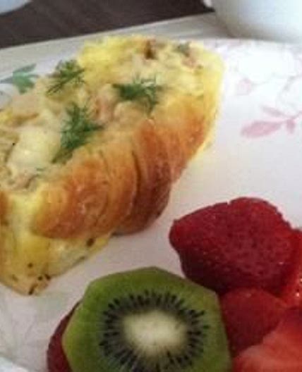 Croissant and Salmon Breakfast Casserole